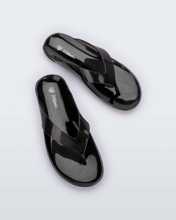 Melissa A Verdadeira Gelatina Flip Flop Preto Claro