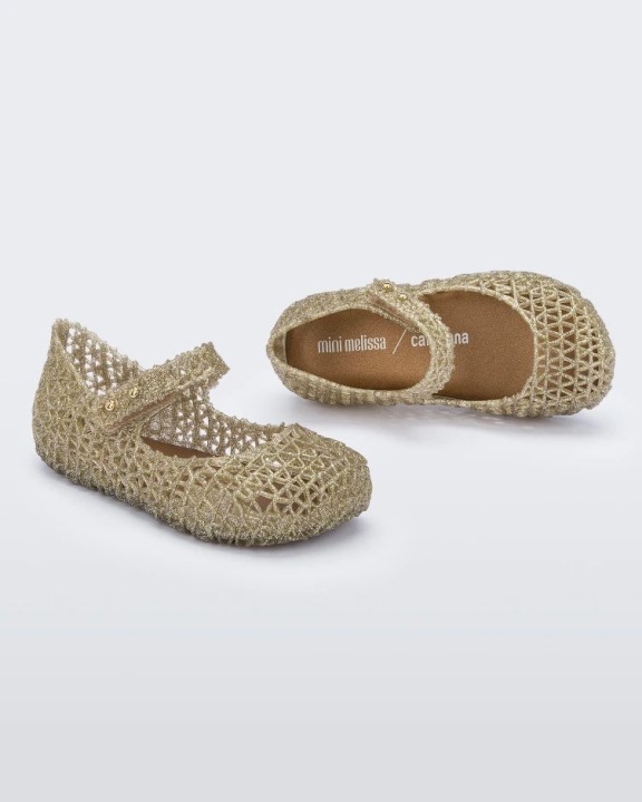 Mini Melissa Campana Papel Flat-baby Gold