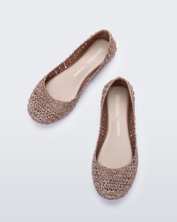 Mini Melissa Campana Papel Flat Kids Rosa Metalizado