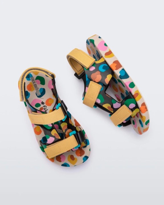 Mini Melissa Ping Pong Fabula Sandália Infantil Bege Mostarda