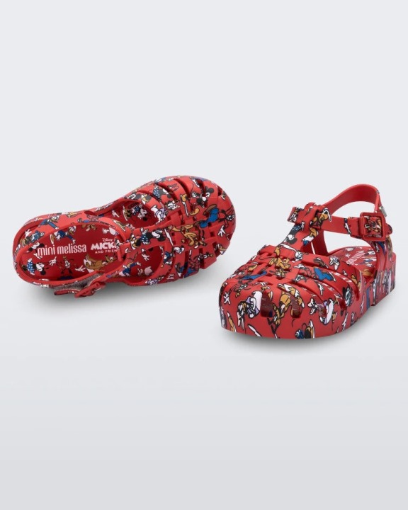 Mini Melissa Possessão Mickey & Friends Sandália-baby Red